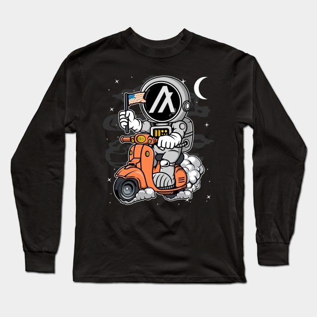 Astronaut Scooter Algorand ALGO Coin To The Moon Crypto Token Cryptocurrency Blockchain Wallet Birthday Gift For Men Women Kids Long Sleeve T-Shirt by Thingking About